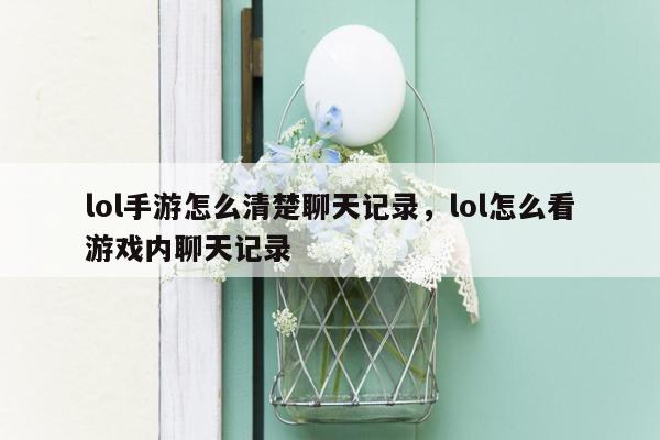 lol手游怎么清楚聊天记录，lol怎么看游戏内聊天记录