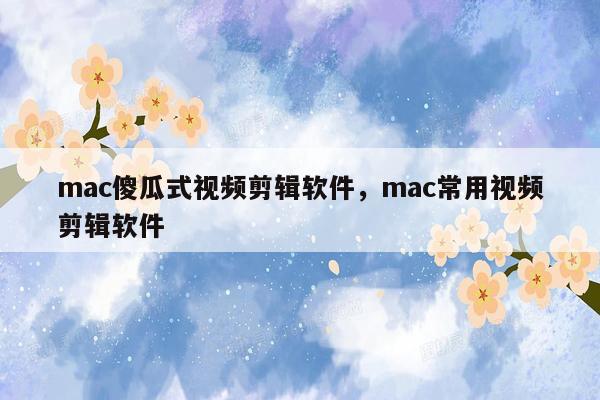 mac傻瓜式视频剪辑软件，mac常用视频剪辑软件