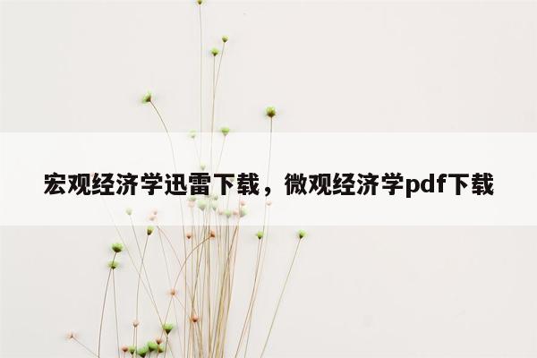 宏观经济学迅雷下载，微观经济学pdf下载