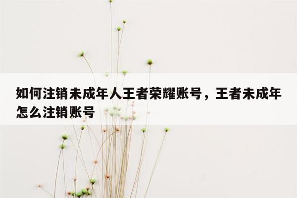 如何注销未成年人王者荣耀账号，王者未成年怎么注销账号