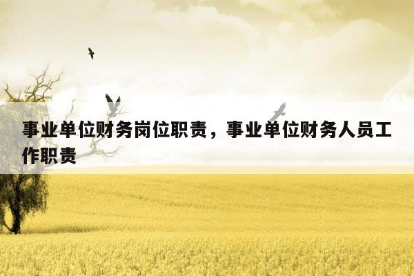 事业单位财务岗位职责，事业单位财务人员工作职责