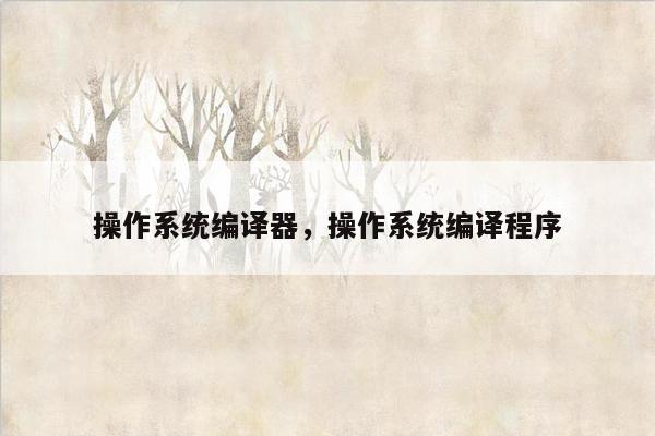 操作系统编译器，操作系统编译程序