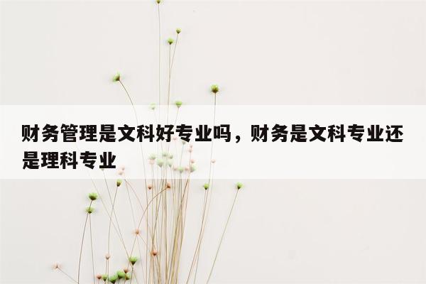 财务管理是文科好专业吗，财务是文科专业还是理科专业