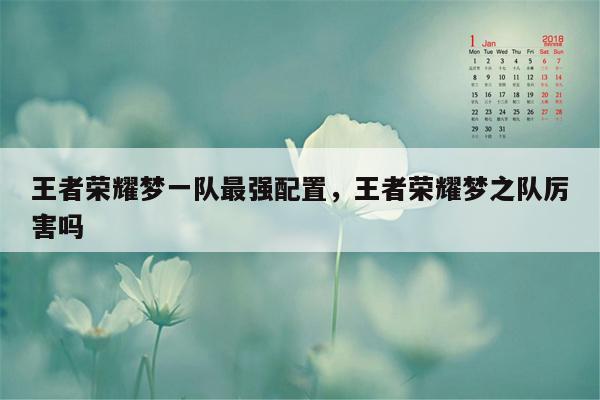 王者荣耀梦一队最强配置，王者荣耀梦之队厉害吗