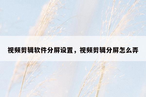 视频剪辑软件分屏设置，视频剪辑分屏怎么弄