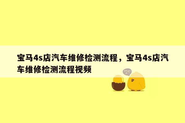 宝马4s店汽车维修检测流程，宝马4s店汽车维修检测流程视频