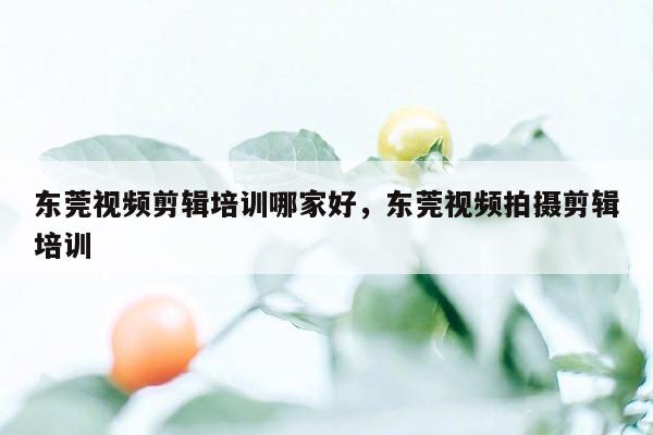 东莞视频剪辑培训哪家好，东莞视频拍摄剪辑培训