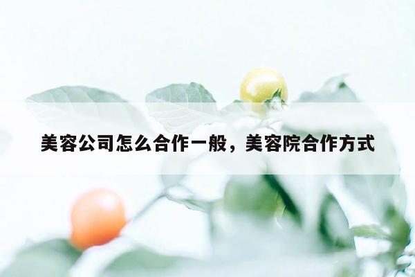 美容公司怎么合作一般，美容院合作方式