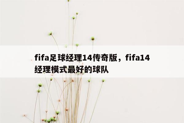 fifa足球经理14传奇版，fifa14经理模式最好的球队