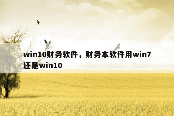 win10财务软件，财务本软件用win7还是win10