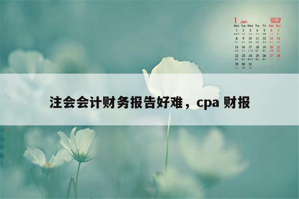 注会会计财务报告好难，cpa 财报