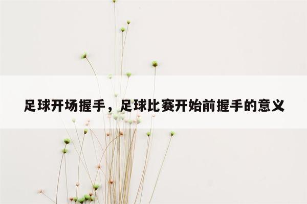 足球开场握手，足球比赛开始前握手的意义