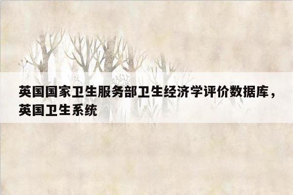 英国国家卫生服务部卫生经济学评价数据库，英国卫生系统