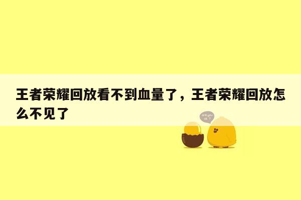 王者荣耀回放看不到血量了，王者荣耀回放怎么不见了