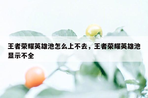 王者荣耀英雄池怎么上不去，王者荣耀英雄池显示不全