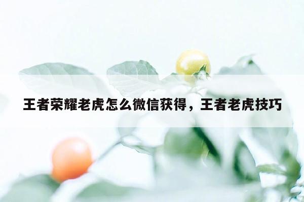 王者荣耀老虎怎么微信获得，王者老虎技巧