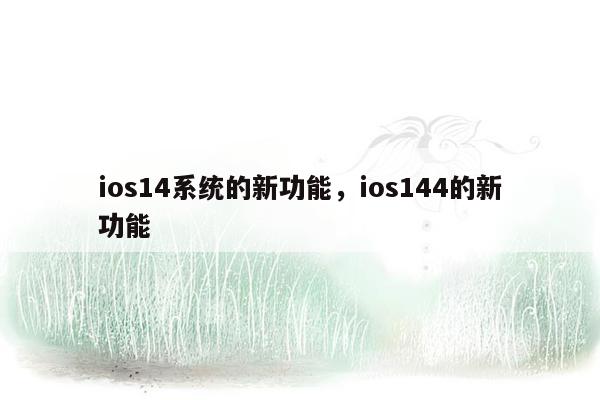 ios14系统的新功能，ios144的新功能