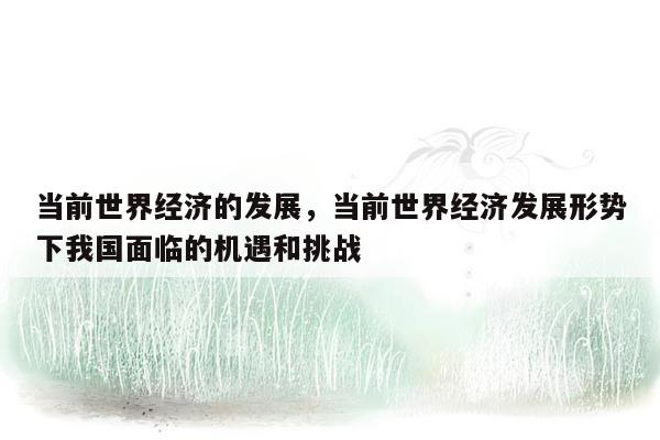 当前世界经济的发展，当前世界经济发展形势下我国面临的机遇和挑战