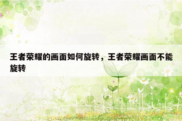 王者荣耀的画面如何旋转，王者荣耀画面不能旋转