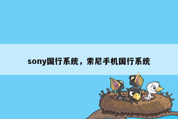 sony国行系统，索尼手机国行系统