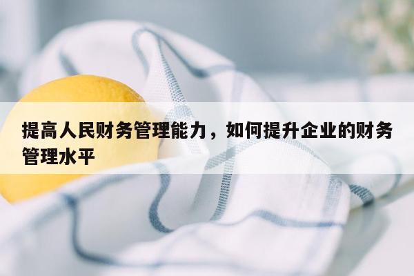 提高人民财务管理能力，如何提升企业的财务管理水平