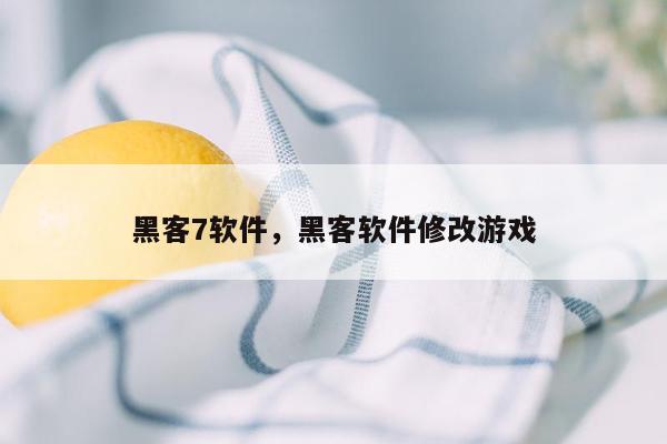 黑客7软件，黑客软件修改游戏