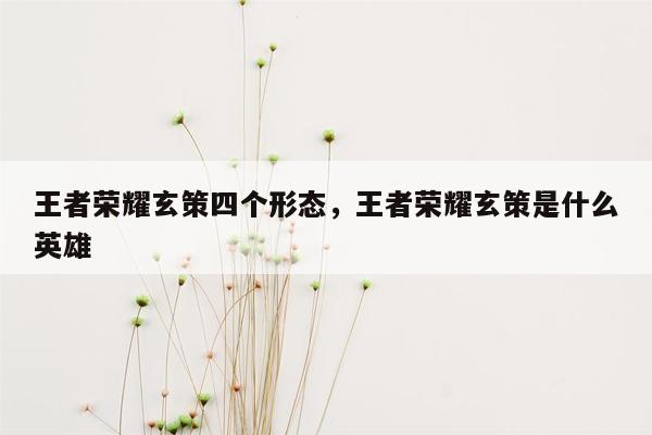 王者荣耀玄策四个形态，王者荣耀玄策是什么英雄