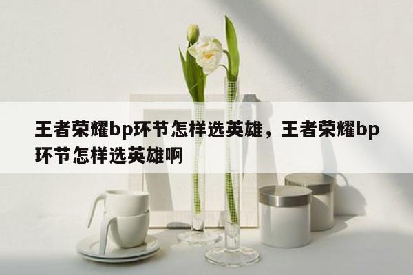 王者荣耀bp环节怎样选英雄，王者荣耀bp环节怎样选英雄啊