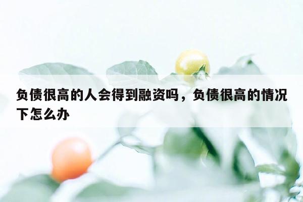 负债很高的人会得到融资吗，负债很高的情况下怎么办