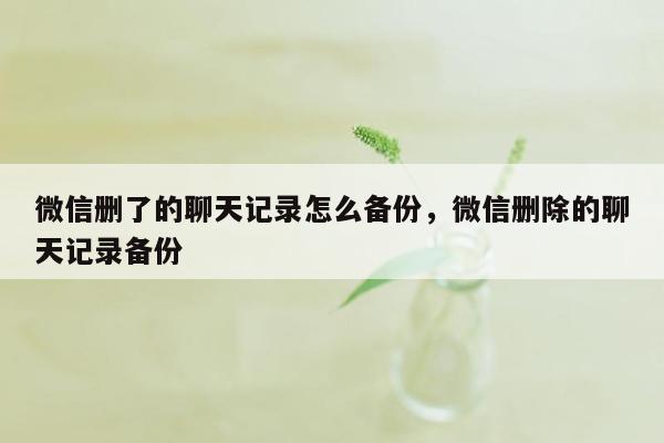 微信删了的聊天记录怎么备份，微信删除的聊天记录备份