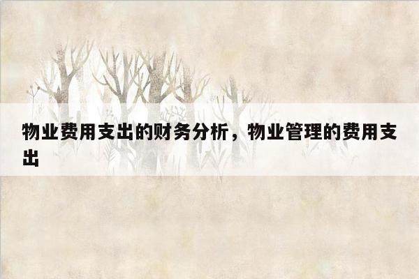 物业费用支出的财务分析，物业管理的费用支出