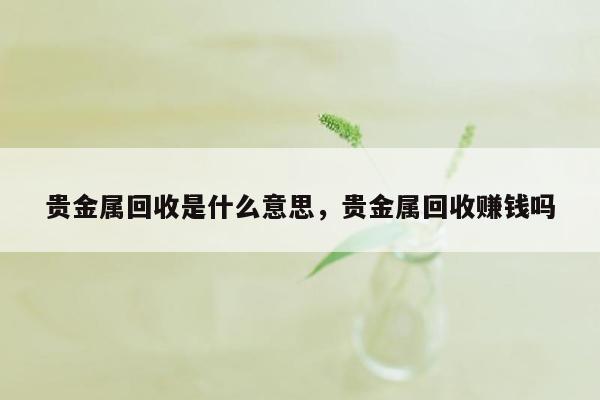 贵金属回收是什么意思，贵金属回收赚钱吗