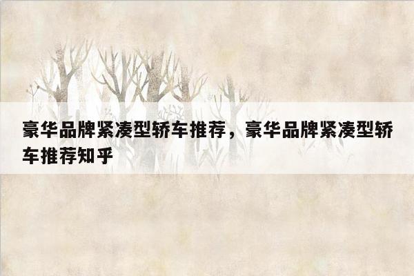 豪华品牌紧凑型轿车推荐，豪华品牌紧凑型轿车推荐知乎