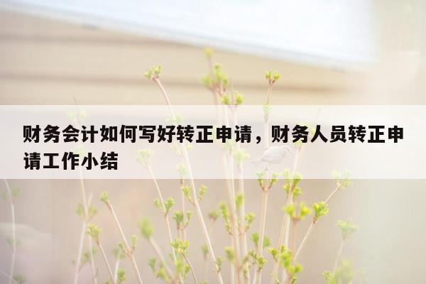 财务会计如何写好转正申请，财务人员转正申请工作小结