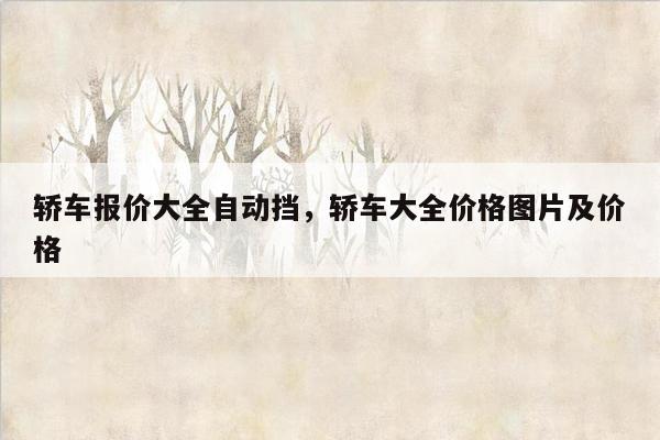 轿车报价大全自动挡，轿车大全价格图片及价格
