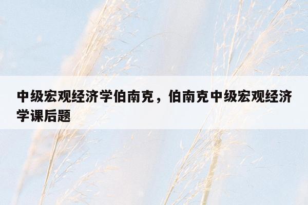 中级宏观经济学伯南克，伯南克中级宏观经济学课后题